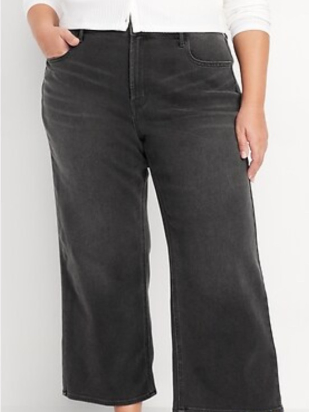 WOW Wide-Leg Cropped Jeans in Charcoal Gray - Women size 18 Old Navy